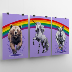 Tęczowy jednorożec, nosorożec i niedźwiedź