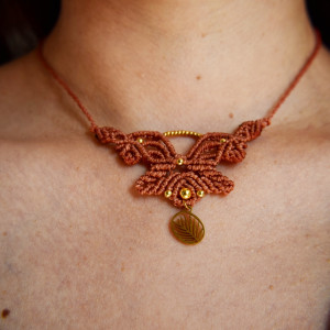 Naszyjnik Jesienny Kolor. Mikro makrama. Stal chirurgiczna