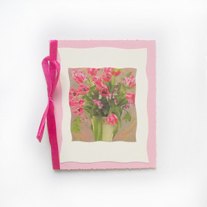 tulipany kartka, pastelowa kartka z tulipanami, różowa kartka z kwiatkami, kartka dla kobiety, fajne kartki okolicznościowe, kartka dla dziewczyny, kartki na różne okazje