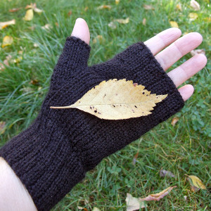 Wełniane mitenki, rękawiczki bez palców - CZARNE