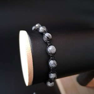 Bransoletka Makramowa z Kamieniem Larvikit