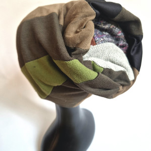 Czapka patchworkowa ciepła na podszewce