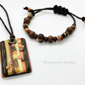 polymer clay  komplet męski/damski paski kolorowe