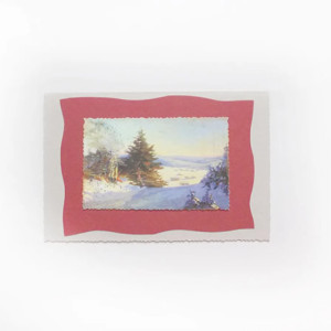 zimowa kartka na Boże Narodzenie, świąteczna kartka z choinką, Boże Narodzenie kartka z pejzażem, kartka noworoczna, kartka na Nowy Rok, kartka z zimą, kartka z krajobrazem