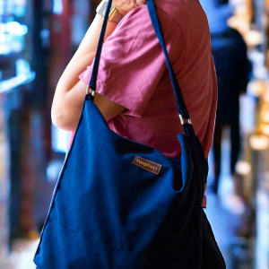 Granatowa boho bag z weluru