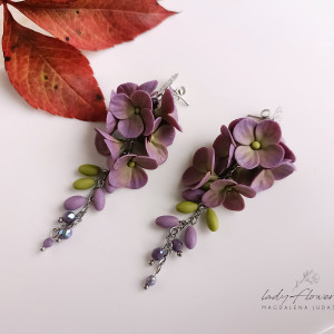 Kolczyki z hortensjami