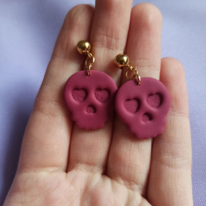 Halloweenowe kolczyki różowe czaszki