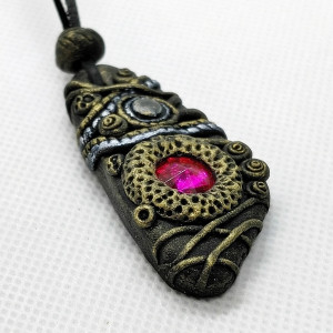 polymer clay kryształ fuksja