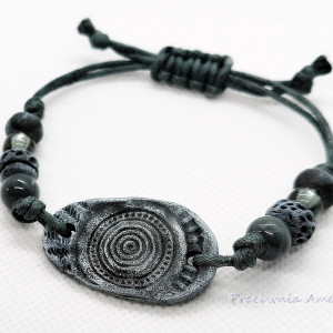 polymer clay bransoletka regulowana szarości