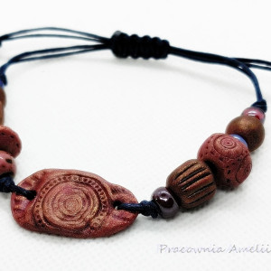 polymer clay bransoletka regulowana róż indyjski