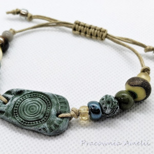 polymer clay bransoletka regulowana oliwka