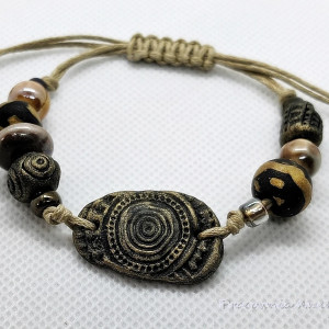 polymer clay bransoletka regulowana złote brązy