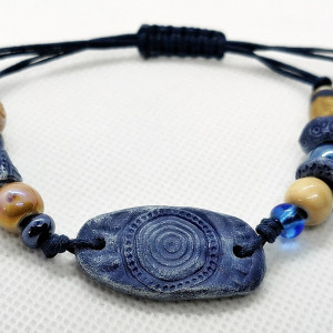 polymer clay bransoletka regulowana jeansowa unisex