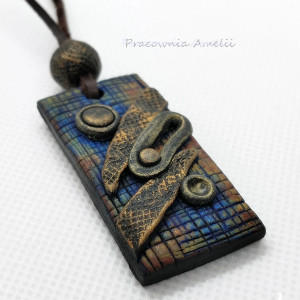 polymer clay w kratkę wisior unisex