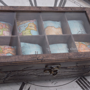 Drewniane pudełko na zegarki 8 komorowe