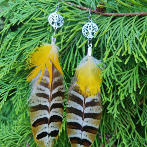 Kolczyki pióra naturalne "Światło"