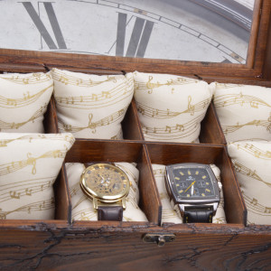 Drewniane pudełko na zegarki 8 komorowe