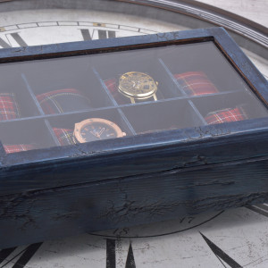 Drewniane pudełko na zegarki 8 komorowe