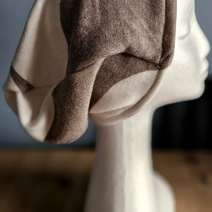 Czapka  sweterek ciepła w melanż abstrakcyjny wzór