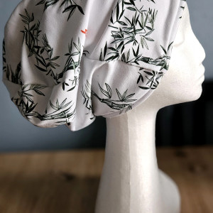 Czapka w akwarelowy motyw japonskich chińskich bambus z ociepleniem