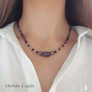 Naszyjnik kolorowy - agat, ametyst, fluoryt