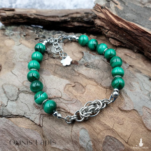 Bransoletka chainmaille - malachit