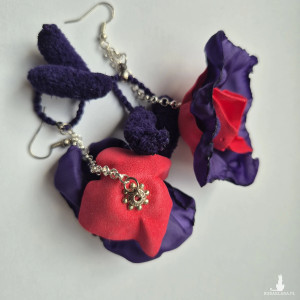 Kolczyki fioletowo czerwone