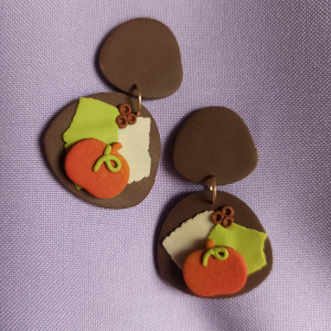 Kolczyki sztyfty jesienne dynie abstrakcja