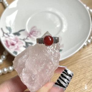 pierścionek regulowany KARNEOL, stal chirurgiczna, MOTYWACJA, SIŁA