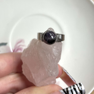 pierścionek AMETYST stal chirurgiczna