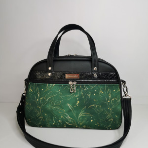 Torebka damska kuferek kolor czarno zielony