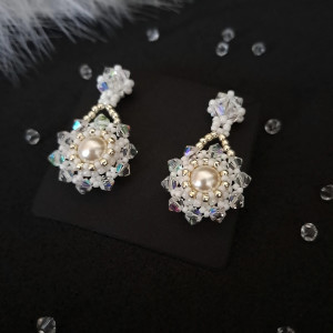 Ślubne Kolczyki na Sztyfcie z Perełkami i Kryształkami