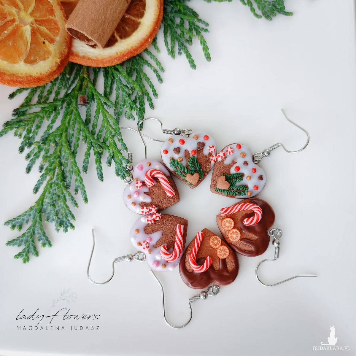 Kolczyki piernikowe serduszka