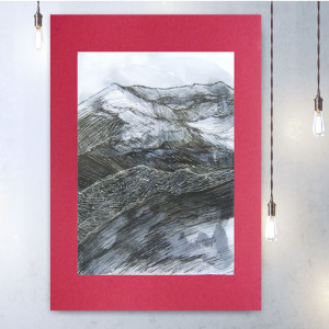 czarno biały rysunek 30x40,  obraz z pejzażem górskim, góry obraz, skandynawski styl, minimalizm dekoracja do domu, grafika do sypialni, rysunek do salonu