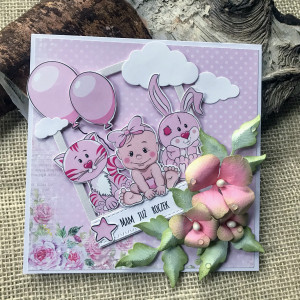 078,Kartka na roczek dla dziewczynki