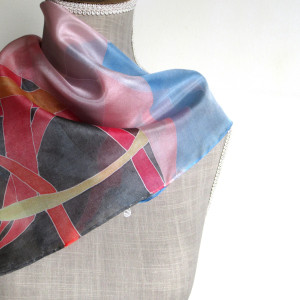 Apaszka Jesienna Geometryczna jedwabna malowana