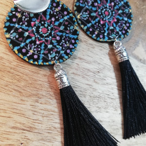 Kolczyki z włoskiej skóry boho ręcznie malowane