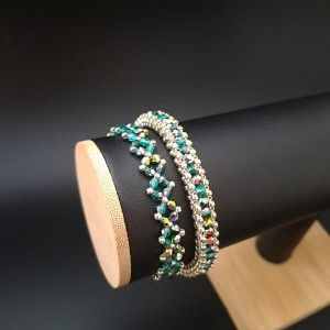 Zielony Zestaw Bransoletek z Kryształkami Firepolish i koralikami TOHO