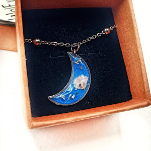 Naszyjnik "Księżycowy" z suszoną gipsówką