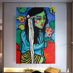 duży obraz olejny kolorowy olej na płótnie dziewczynka