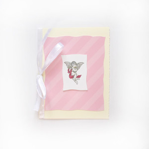 pastelowa kartka z aniołkiem, pudrowe kartki świąteczne, aniołek kartka na Boże Narodzenie, amorek kartka bez życzeń, kartki na Nowy Rok, noworoczne kartki dla firm