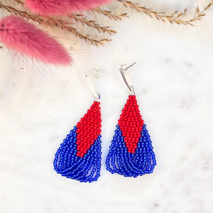Kolczyki koralikowe Bonita - czerwono-niebieskie