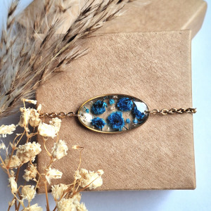 Bransoletka z żywicy z suszonymi kwiatami gipsówki