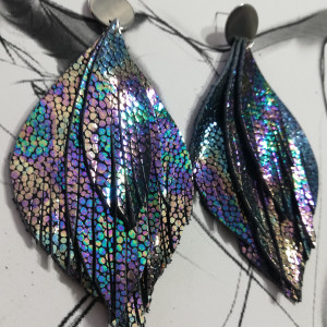 Kolczyki z włoskiej skóry boho holo