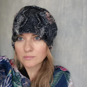 Czapka damska boho futrzak