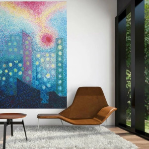 duży obraz ręcznie malowany kolorowy postimpresjonizm