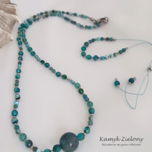 Apatyt i agat - komplet naszyjnik i bransoletka z kamieni naturalnych