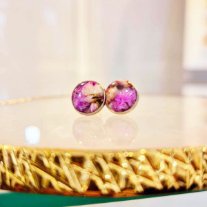 Kolczyki wkrętki gipsowka i wrzosy