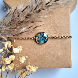 Bransoletka księżyc z suszonymi kwiatami