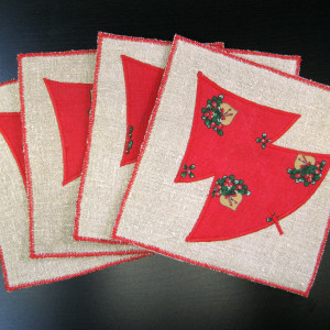 Lniane podkładki pod filiżanki -komplet